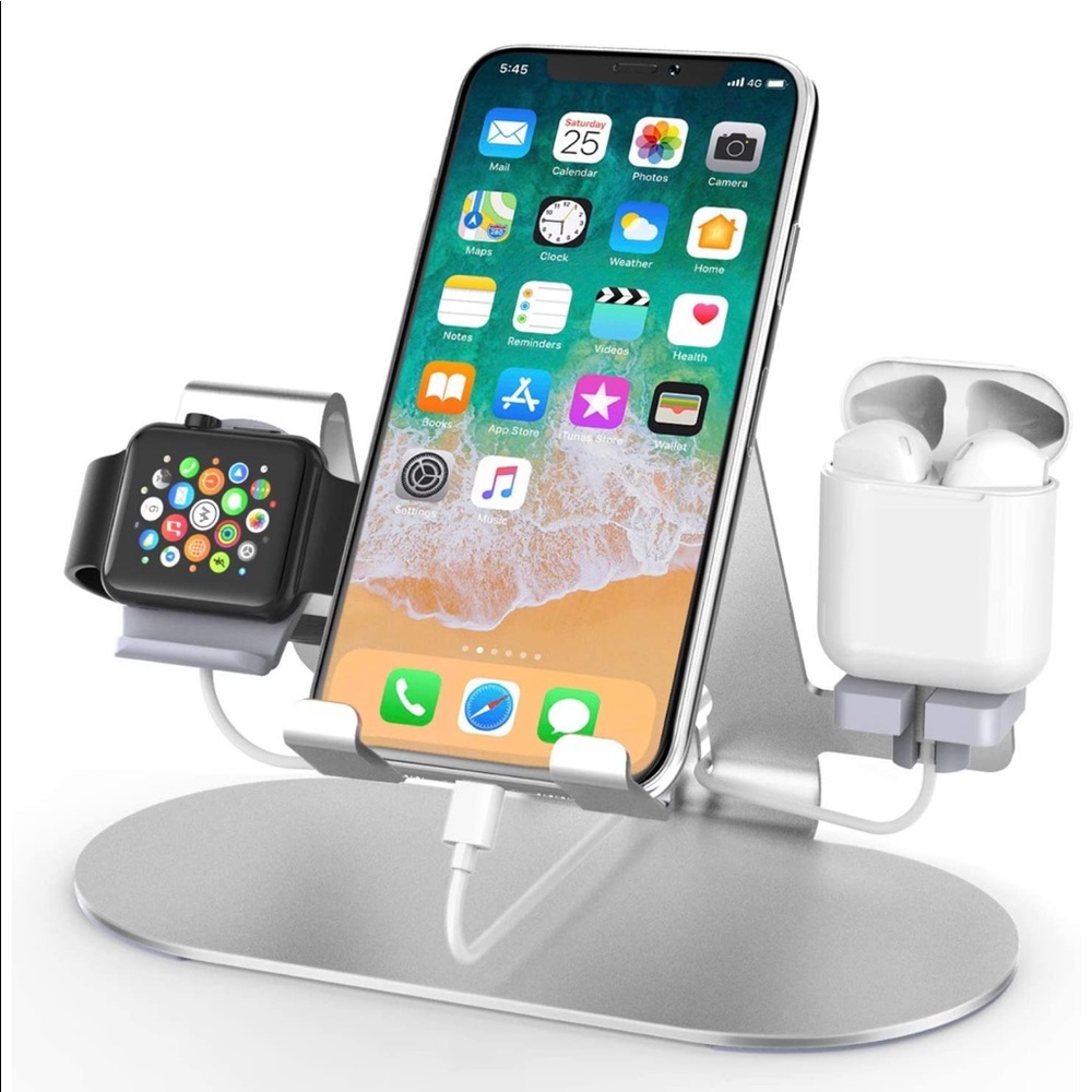 3 N 1 Aluminum Charging Station for Apple products
